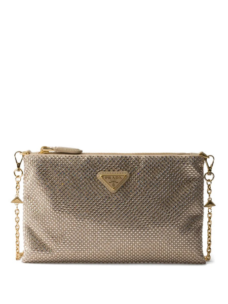  Prada Mini Crystal-studded Clutch Bag - Neutrals 