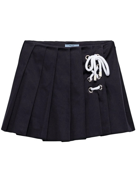  Prada Mini Pleated Drill Skirt - Blue 