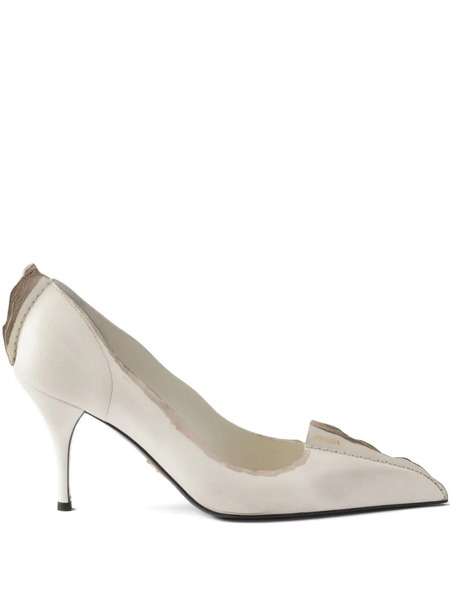  Prada 85mm Antiqued Leather Pumps - Neutrals 