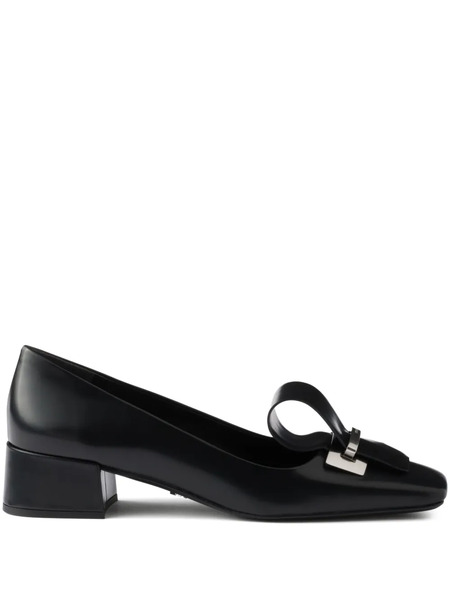  Prada 35mm Brushed-leather Pumps - Black 