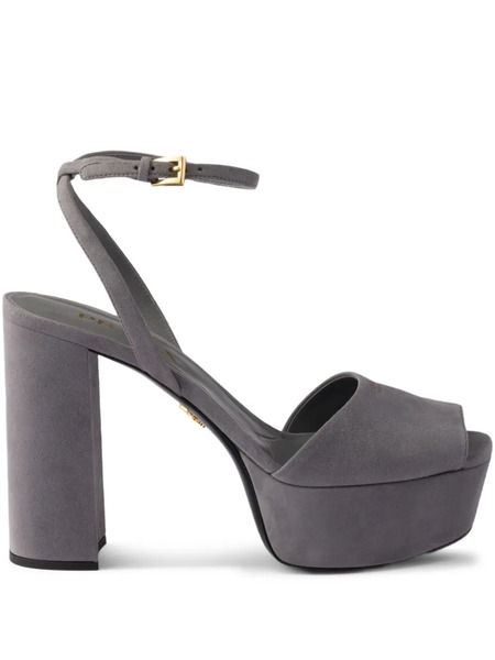  Prada 115mm Buckle-strap Platform Sandals - Grey 