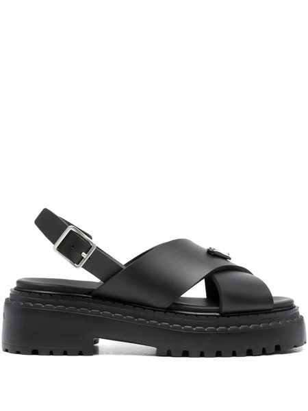  Prada 40mm Cross-strap Platform Sandals - Black 
