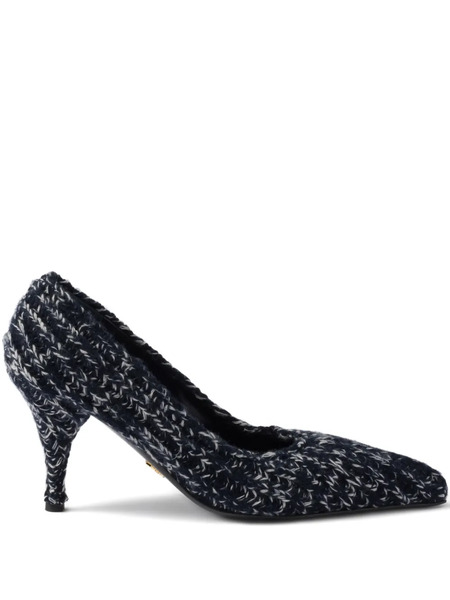  Prada 85mm Knitted Pumps - Blue 