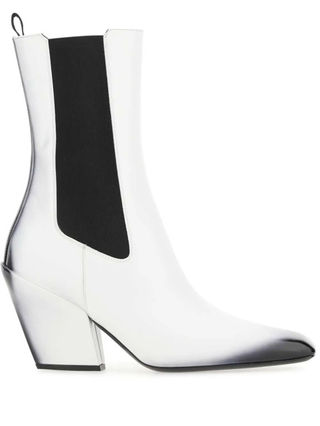  Prada 100mm Leather Chelsea Boots - White 