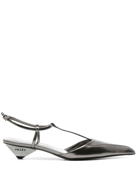  Prada 35mm Metallic-finish Pumps - Grey 
