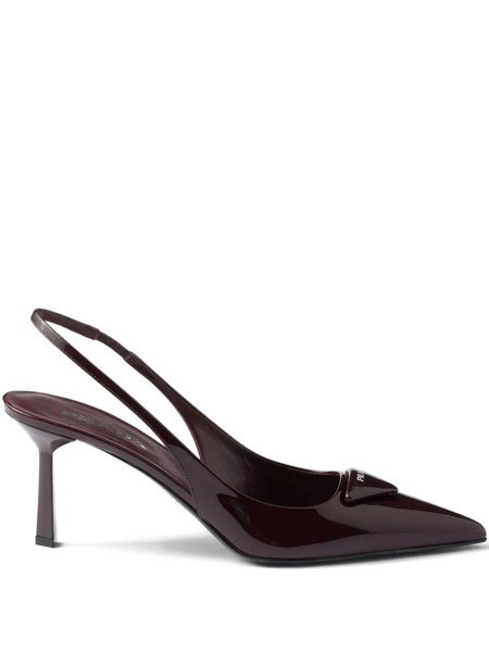  Prada 75mm Pointed Toe Slingback Pumps - Brown 