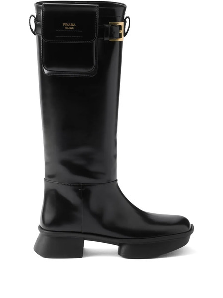  Prada 40mm Pouch Boots - Black 