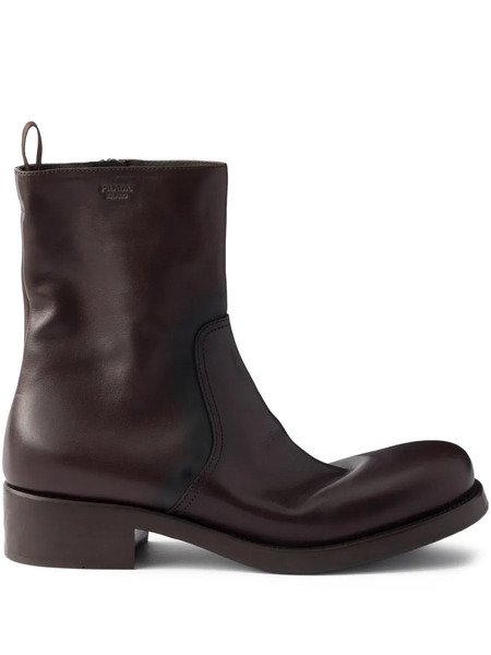  Prada 40mm Pull-tab Zip Boots - Brown 