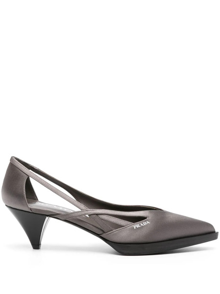  Prada 60mm Satin Cut-out Pumps - Grey 