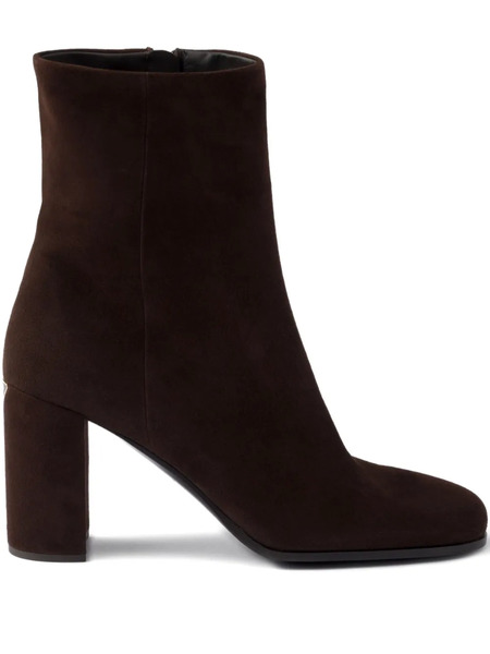  Prada 85mm Suede Block-heel Boots - Brown 