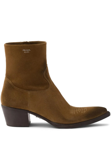  Prada 45mm Suede Boots - Brown 