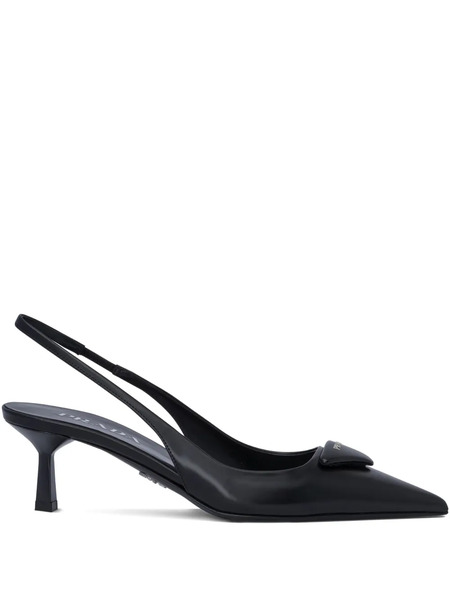  Prada 55mm Triangle-logo Slingback Pumps - Black 