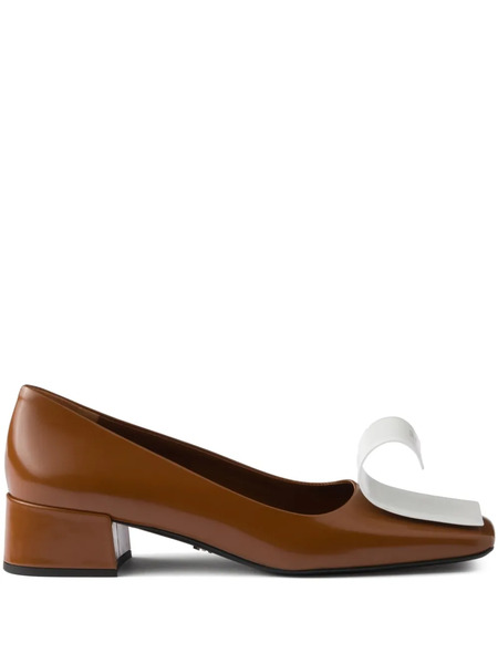  Prada 35mm Two-tone Brushed-leather Pumps - Brown 