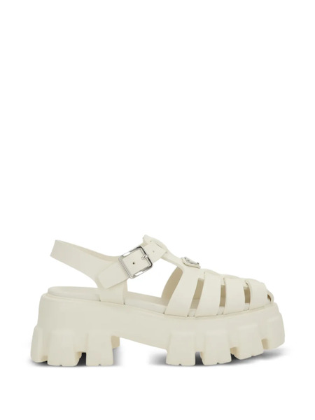  Prada Monolith Buckle Sandals - Neutrals 