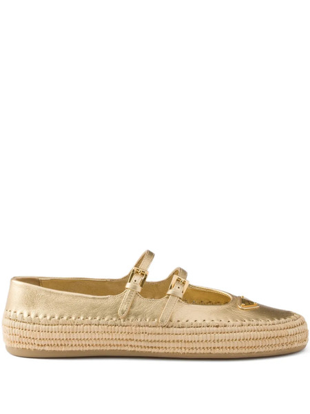  Prada Mordoré Leather Ballet Flats - Gold 