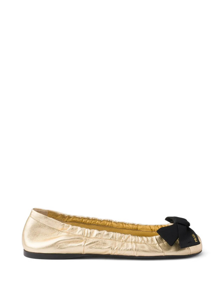  Prada Mordoré Leather Ballet Flats - Gold 