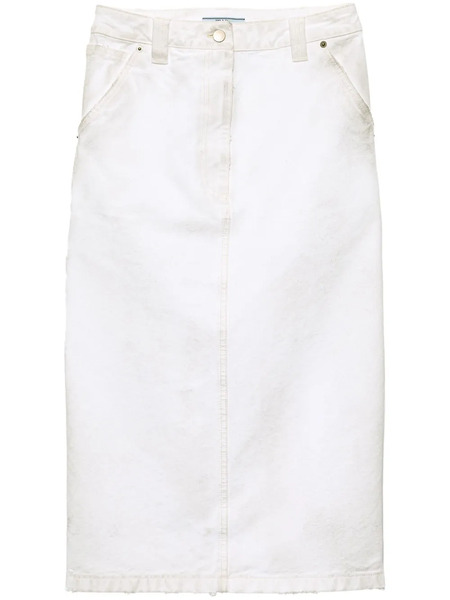  Prada Old Canvas Pencil Skirt - White 