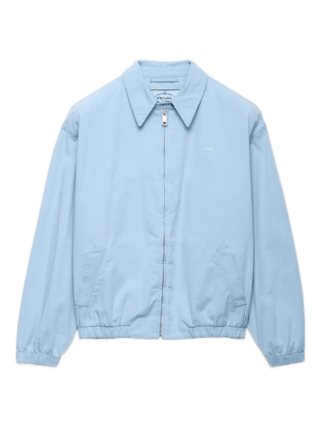 Prada Old Elasticated-cuff Embroidered-logo Jacket - Blue 