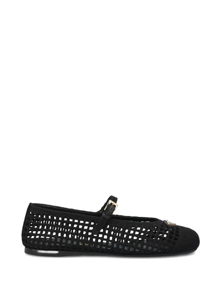  Prada Openwork Strap Ballerina Shoes - Black 