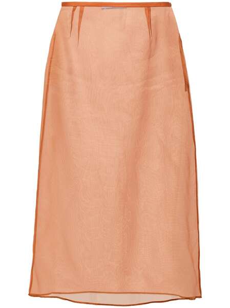  Prada Organza Midi Skirt - Orange 
