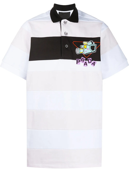  Prada Oversized Stripe Polo Shirt - White 