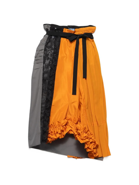  Prada Patchwork Midi Skirt - Orange 