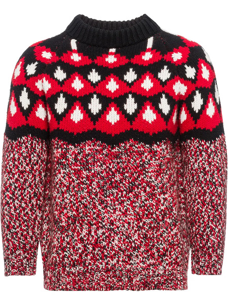  Prada Patterned Jacquard Knit Jumper - Red 