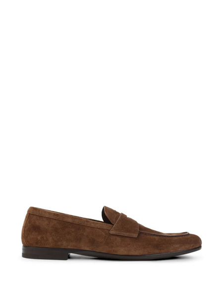  Prada Piped Detail Leather Loafers - Brown 