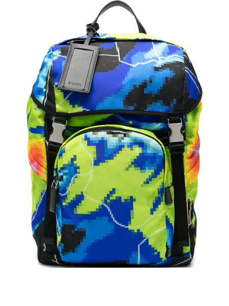  Prada Pixel-print Backpack - Green 