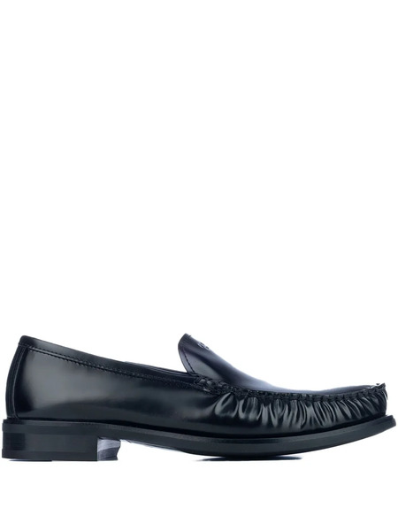  Prada Pleated Leather Loafers - Black 
