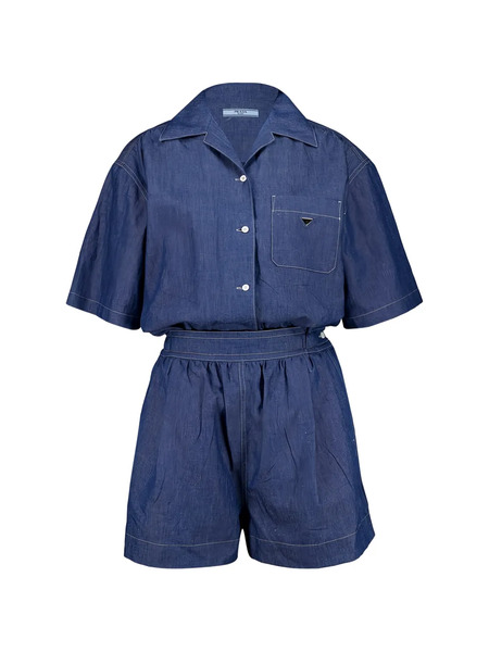  Prada Pocket Button Jumpsuit - Blue 