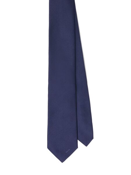  Prada Pointed Satin Tie - Blue 