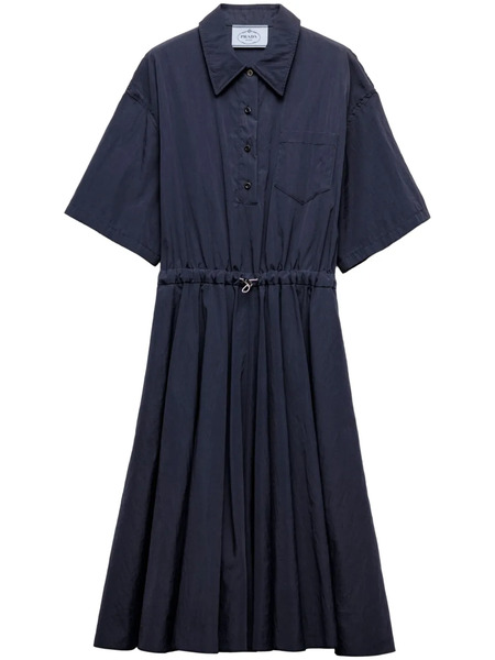  Prada Pongé Short-sleeve Midi Dress - Blue 