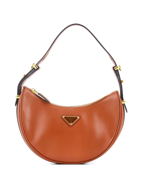  Prada Pre-owned Arque Half Moon Leather Small Hobo Bag - Brown 