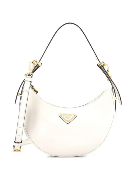  Prada Pre-owned Arque Half Moon Leather Small Hobo Bag - White 