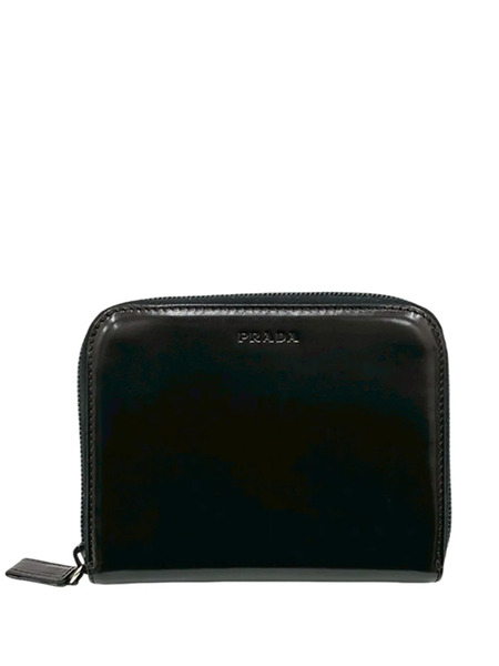  Prada Pre-owned 2000-2025 Calfskin Compact Zip Around Wallet Small Wallets - Black 