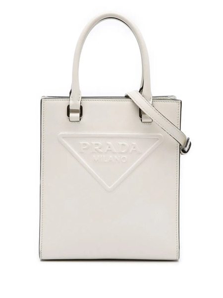  Prada Pre-owned 2013-2025 Mini Soft Calf Logo Drill Satchel - White 