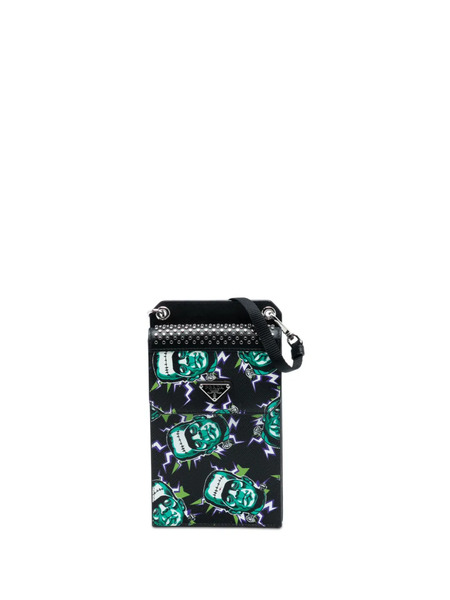  Prada Pre-owned 2000-2013 Universal Studios Saffiano Frankenstein Phone Holder Crossbody Bag - Black 