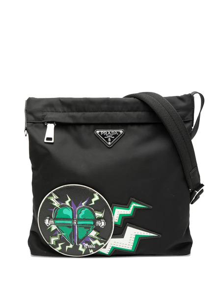  Prada Pre-owned 2013-2025 Universal Studios Tessuto Montagna Frankenstein Print Crossbody Bag - Black 
