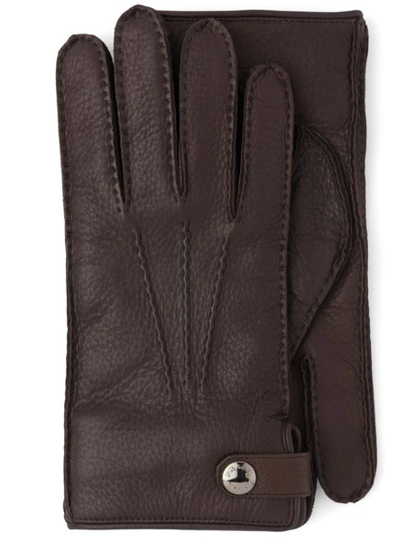  Prada Press-stud Leather Gloves - Brown 