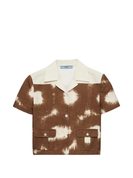  Prada Printed Canvas Shirt - Brown 