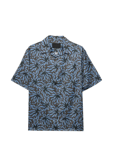  Prada Printed Cotton Bowling Shirt - Grey 