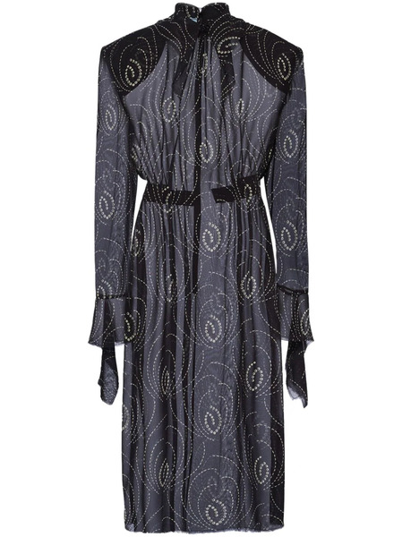  Prada Printed Georgette Dress - Black 