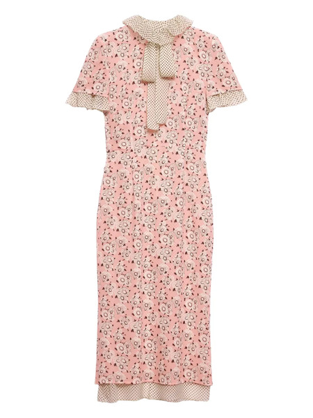  Prada Printed Georgette Midi Dress - Pink 