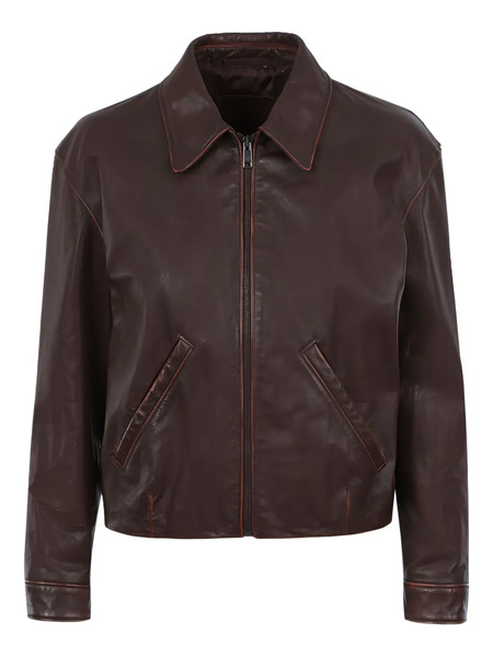  Prada Printed Leather Jacket - Brown 