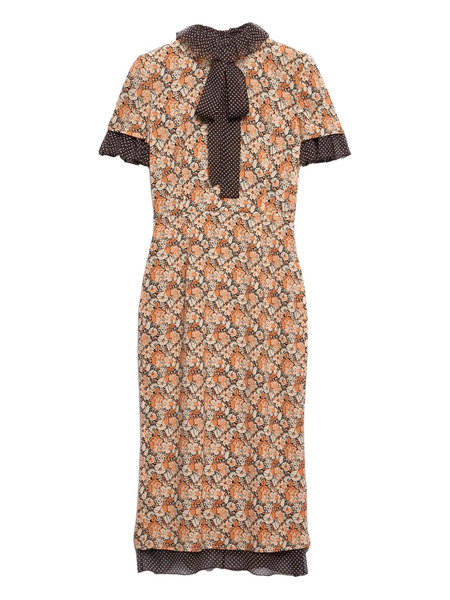  Prada Printed Midi Dress - Orange 