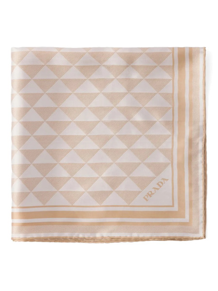  Prada Printed Silk Scarf - Neutrals 