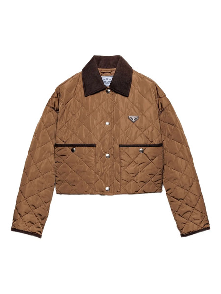  Prada Quilted Corduroy-collar Jacket - Brown 