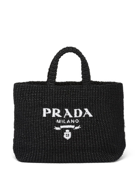  Prada Raffia Tote Bag - Black 