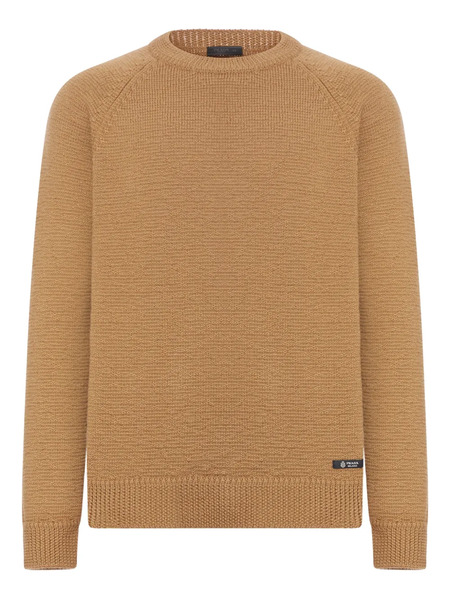  Prada Raglan Sleeve Triangle Logo Sweater - Brown 